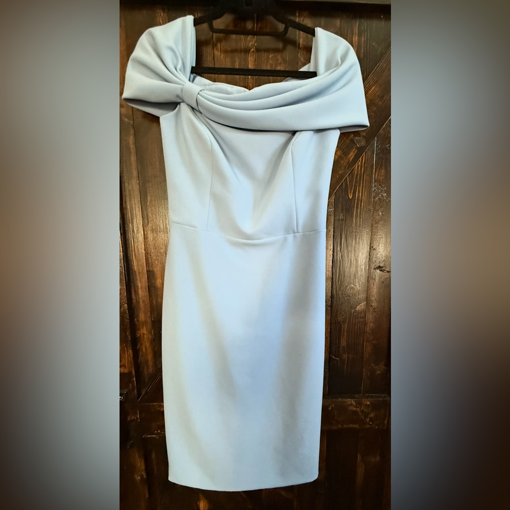Blue Sheath Cocktail Dress With Cowl Neck